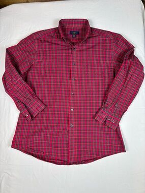 Club‎ Room Red Plaid Tartan Button-Down Dress Shirt | Men's 15.5 / 32-33 Cotton
